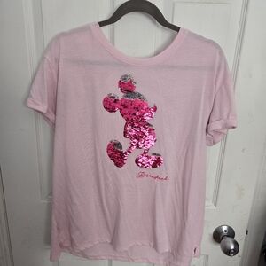 DISNEY MICKEY Pink Sequin Mermaid Graphic Top
